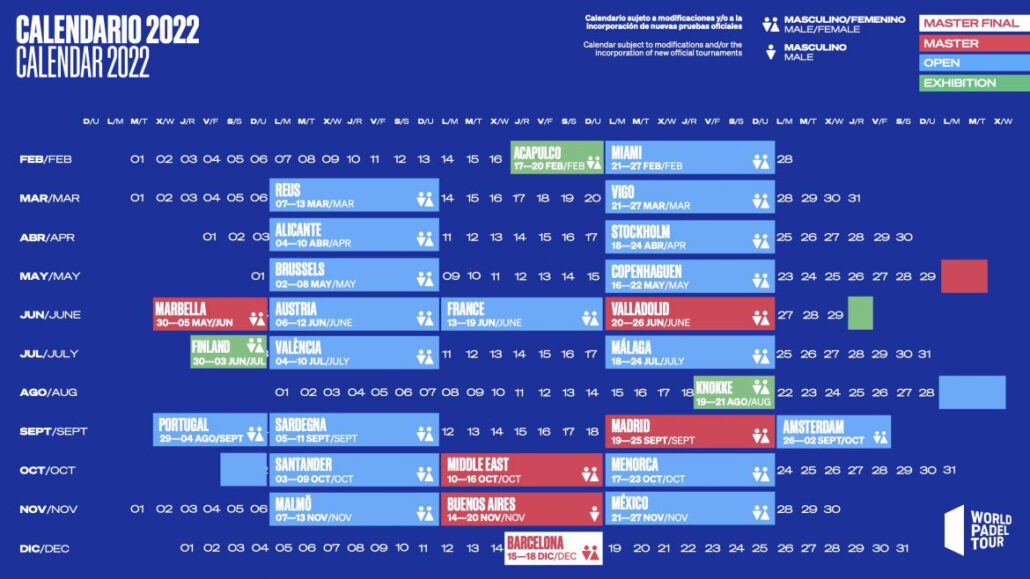 WPT calender 2022